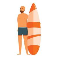 Surfer standing with surfboard enjoying summer vacation vector