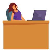 Office worker sleeping at desk with laptop computer vector