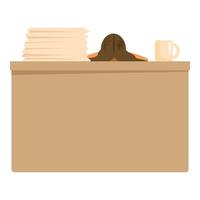Office worker hiding under desk taking break from work vector