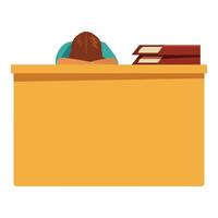 Office worker is sleeping at his desk, tired from overwork vector