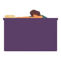 Tired office worker sleeping at desk with stack of papers vector
