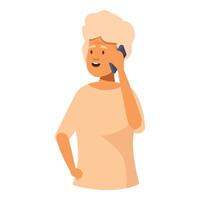 Smiling senior woman enjoying phone call, active aging and technology vector