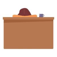 Office worker sleeping at desk with coffee mug vector