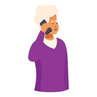 Senior man talking on the phone smiling and looking away vector