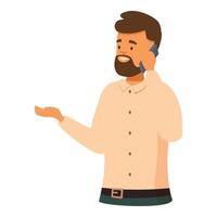 Bearded man talking on the phone making a point vector