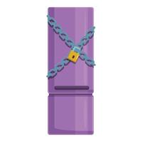 Purple refrigerator is locked with chain and padlock for diet restriction vector
