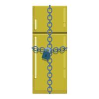 Refrigerator with padlock and steel chain wrapped around preventing access vector