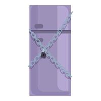 Closed refrigerator padlocked with metal chain preventing access vector