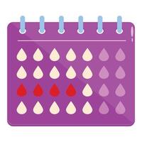 Menstrual cycle calendar showing menstruation period vector