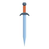 Cartoon style sword with a wrapped handle pointing down vector