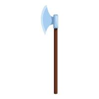Medieval battle axe standing with wooden handle vector