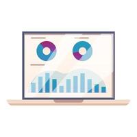 Laptop displaying statistical business charts and data analysis vector