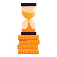 Hourglass passing time standing on stack of coins illustrating concept of time is money vector