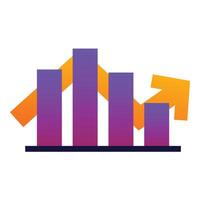 Colorful bar chart is going up symbolizing growth vector