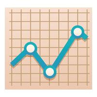 Blue line chart showing growth on grid background vector