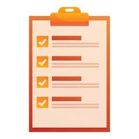 Clipboard showing completed checklist with check marks vector