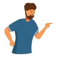 Angry man pointing finger having argument vector
