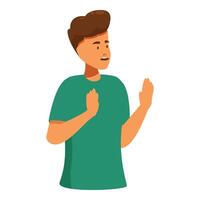Young man gesturing with hands having conversation illustration vector