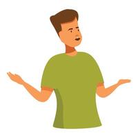 Young man explaining something with open palms vector