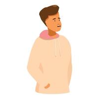 Young man looking up with concerned expression on his face vector