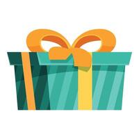 Teal gift box wrapped with yellow ribbon is waiting to be opened vector