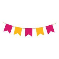 String of triangular party flags hanging on white background vector