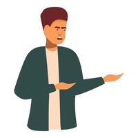 Young man is arguing and gesturing with hands aggressively vector