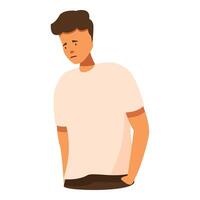 Sad young man looking down with hands in pockets vector