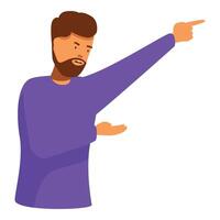 Bearded man pointing showing explaining choosing deciding concept vector