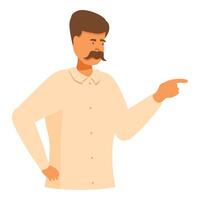 Serious man with mustache pointing with finger aside vector