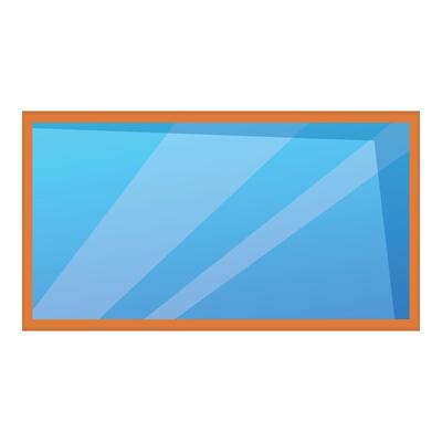 Rectangular window reflecting blue sky with clouds
