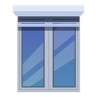 Plastic window with roller blind protecting from sunlight vector