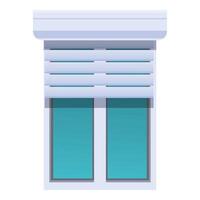 Modern plastic window with rolling shutter protecting from sunlight vector