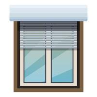 Modern plastic window with horizontal blinds controlling sunlight vector