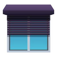 Modern plastic window with rolling shutters and awning protecting from sun vector