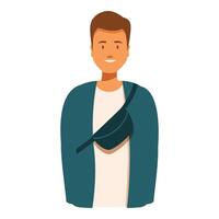 Young man with a fanny pack is smiling happily vector