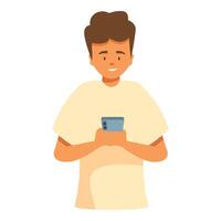 Young man is using his smartphone, engaging with technology vector