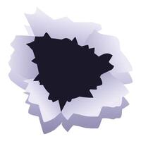 Bullet hole creating torn edges in ripped paper vector