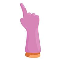 Hand wearing pink rubber glove pointing up with index finger vector