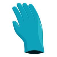 Blue medical glove showing stop sign with open hand vector