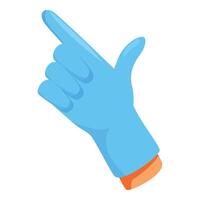 Hand wearing sterile glove pointing with index finger vector