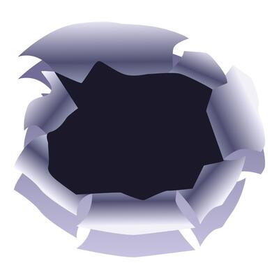 Torn paper hole with ripped edges creating dark void