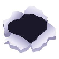 Bullet hole making torn edges in white paper vector