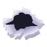 Bullet hole showing through torn paper background vector