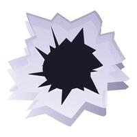 Broken glass with hole showing sharp edges from impact vector