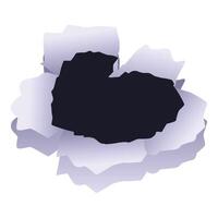Bullet hole leaving ragged edges in torn paper vector