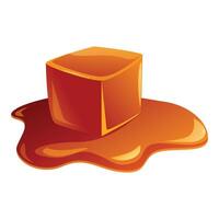 Caramel cube melting on a white background vector