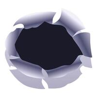 Round hole in white paper with torn edges revealing dark background vector