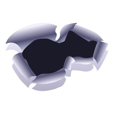 Ripped hole in white paper is revealing dark background