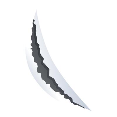Long diagonal crack appearing on a white surface